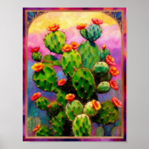 Prickly Pear Cactus Kleurrijke grafische kunst