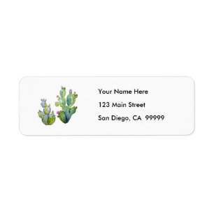 Prickly Pear Cactus met waterkleur Etiket