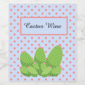Prickly Pear Cactus, Polka Dots, Cactus Wijn, Wijn Etiket (Enkel label)