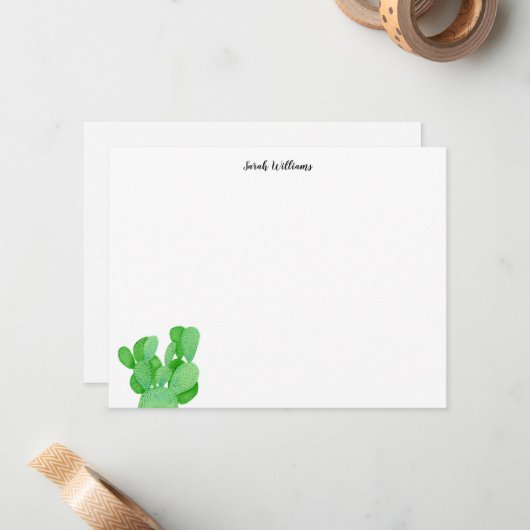 Prickly Pear Cactus Script gepersonaliseerde brief Notitiekaartje (Voorkant / Achterkant in situ)