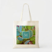 Prickly Pear Cactus Trendy Desert Monogram Tote Bag (Voorkant)
