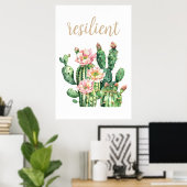 Prickly Pear Cactus Waterverf Resilient Desert Poster (Thuiskantoor)