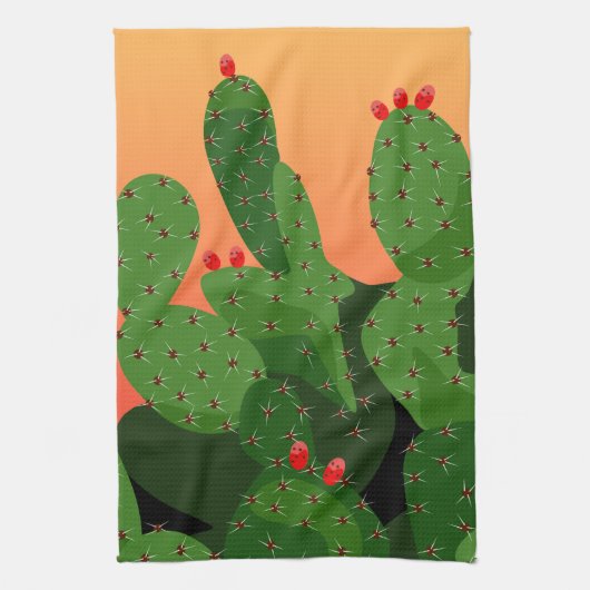Prickly Pear Desert Sunset Kitchen Towel Theedoek (Verticaal)