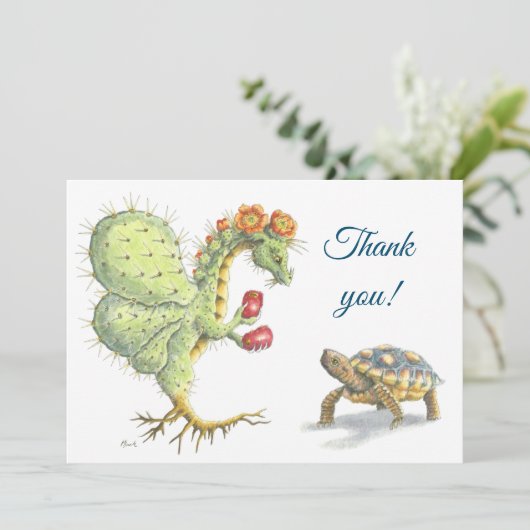Prickly Pear Dragon & tortoise - Hartelijk dank Bedankkaart (Staand voorkant)