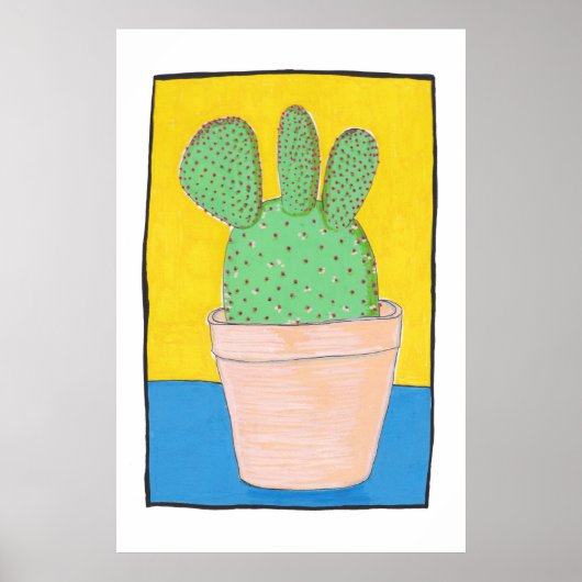 Prickly Pear, drie pootcactus, bizarre tekening Poster (Voorkant)