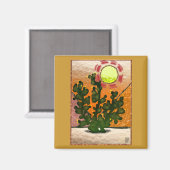 Prickly pear faux gebrandschilderd glas magneet (Voorkant / Achterkant)