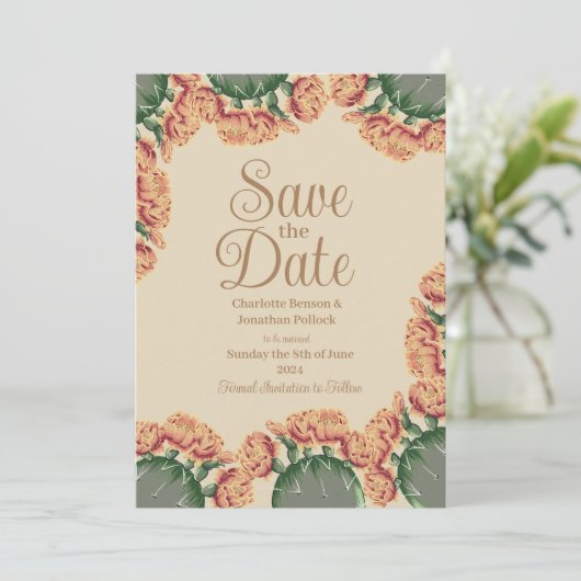 Prickly Pear Flowering Cactus Bruiloft Save The Date (Staand voorkant)