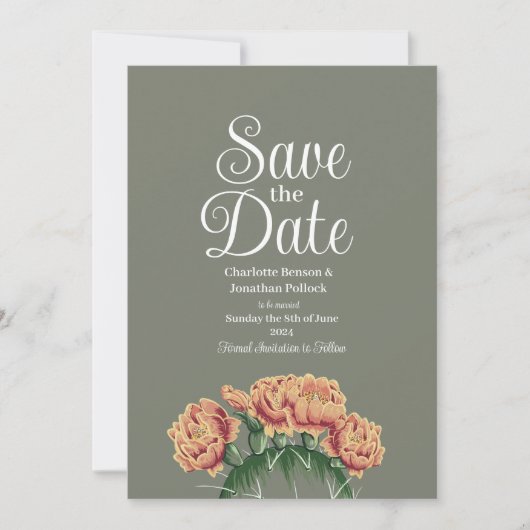 Prickly Pear Flowering Cactus Bruiloft Save The Date (Voorkant)