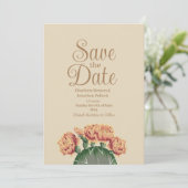Prickly Pear Flowering Cactus Bruiloft Save The Date (Staand voorkant)