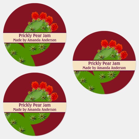 Prickly Pear Jam Modern Circle Food Label (Groep)