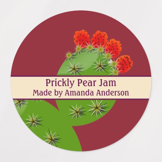 Prickly Pear Jam Modern Circle Food Label (Design 1)