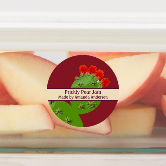 Prickly Pear Jam Modern Circle Food Label (Aangebracht)