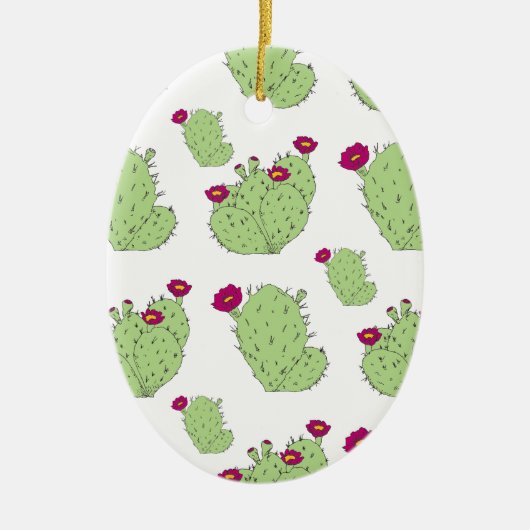 Prickly Pear Pattern Plant Cactus Love Keramisch Ornament (Voorkant)