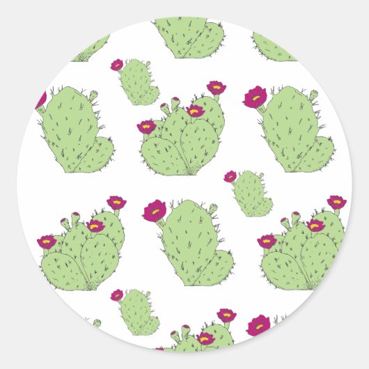 Prickly Pear Pattern Plant Cactus Love Ronde Sticker (Voorkant)