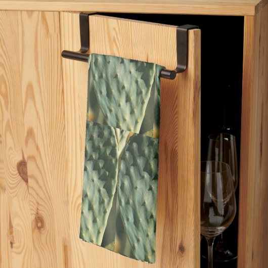 Prickly Pear Texture Bleek Pastel Green Theedoek (Derde Gevouwen)