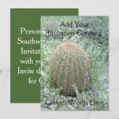 Prickly Pink Petals Cactus Custom Desert Invits Kaart (Voorkant / Achterkant)