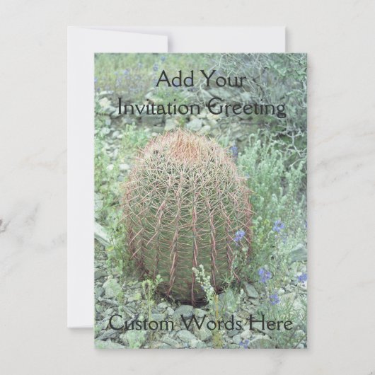 Prickly Pink Petals Cactus Custom Desert Invits Kaart (Voorkant)