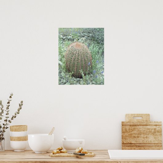 Prickly Pink Petals Cactus Desert Art Print Poster (Keuken)