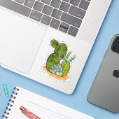 Prickly Planten Sticker (Laptop met iPhone)