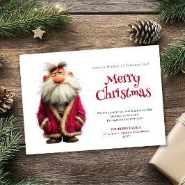 Prickly Santa funny editable Christmas greeting Feestdagenkaart