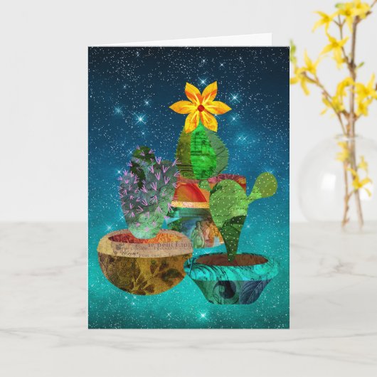 Pricly Cactus Starry Sky Apology Kaart (Gele Bloem)