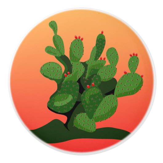 Pricly Pear Desert Sunset Deurknop Keramische Knop (Voorkant)