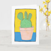 Pricly pear met drie kwab's, tekening, kunst kaart (Gele Bloem)