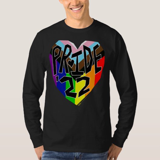 Pride'22 Progress Gay Pride Rainbow Word-ontwerp T-shirt (Voorkant)