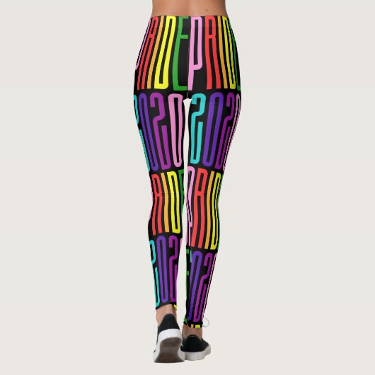 Pride 2020 Originele 8 Stripes LGBT Regenboog Teks Leggings (Achterkant)