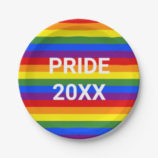 PRIDE 2023 Regenboogstreeppatroon Feest Papieren Bordje