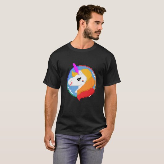 Pride 8-bits Unicorn Rainbow Grafische T - shirts (Voorkant volledig)