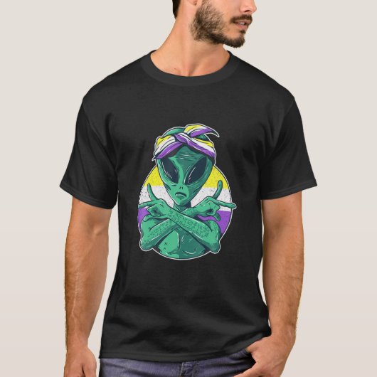 Pride Alien LGBTQ Enby Non-Binary T-shirt (Voorkant)