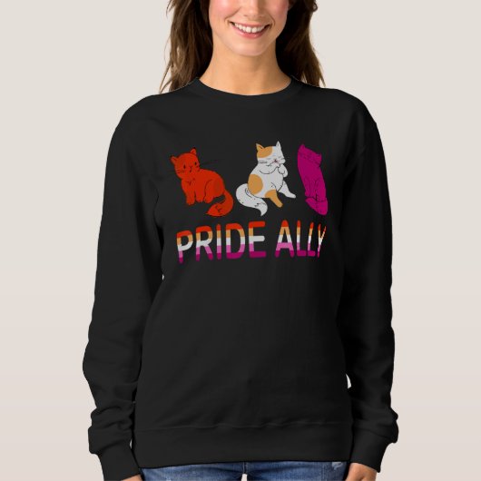 Pride Ally Drie Lesbische Vlag Kat Pride LGBT Trui (Voorkant)