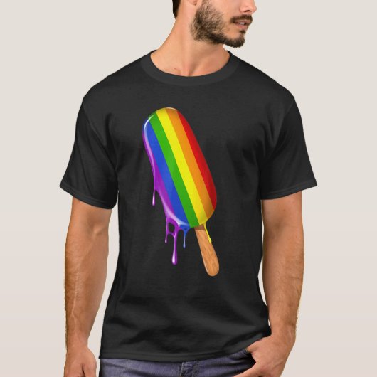 Pride Ally Ice Cream Rainbow Vlag Gay Lesbische Pr T-shirt (Voorkant)