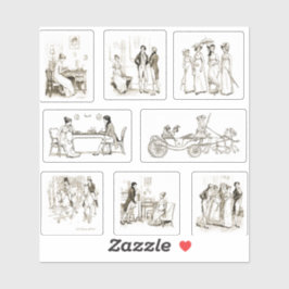 Pride and Prejudice Beige Book Illustrations Pack Sticker