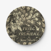 Pride and Prejudice Beige Gold Peacock Book Hoesje Papieren Bordje (Voorkant)