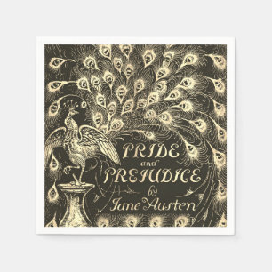 Pride and Prejudice Beige Gouden Pauw Boekomslag Servet