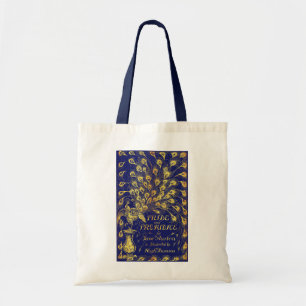 Pride and Prejudice Blauwe Gouden Pauw Boekomslag Tote Bag