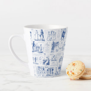 Pride and Prejudice Blauwe Toile Citaten Latte Mok
