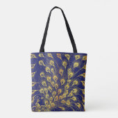 Pride and Prejudice Blue Gold Peacock Book Cover Tote Bag (Achterkant)