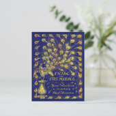 Pride and Prejudice Blue Gold Peacock Book Hoesje Briefkaart (Staand voorkant)