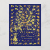 Pride and Prejudice Blue Gold Peacock Book Hoesje Briefkaart (Voorkant)