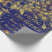Pride and Prejudice Blue Gold Peacock Book Hoesje Cadeaupapier (Hoek)