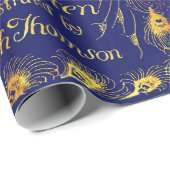 Pride and Prejudice Blue Gold Peacock Book Hoesje Cadeaupapier (Rol Hoek)