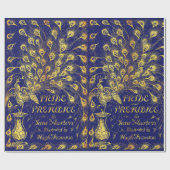 Pride and Prejudice Blue Gold Peacock Book Hoesje Cadeaupapier (Vlak)