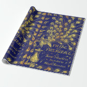 Pride and Prejudice Blue Gold Peacock Book Hoesje Cadeaupapier (Uitgerold)