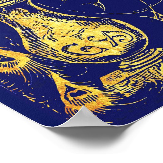 Pride and Prejudice Blue Gold Peacock Book Hoesje Poster (Hoek)