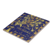 Pride and Prejudice Blue Gold Peacock Book Hoesje Tegeltje (Zijkant)
