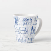 Pride and Prejudice Blue Toile Quotes Latte Mok (Rechterhoek)