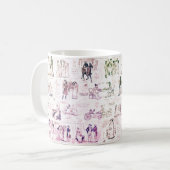 Pride and Prejudice Bourgondië Toile Quotes Koffiemok (Voorkant links)